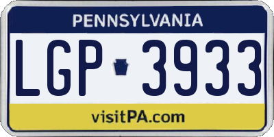 PA license plate LGP3933
