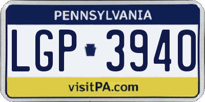 PA license plate LGP3940
