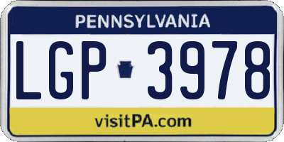 PA license plate LGP3978