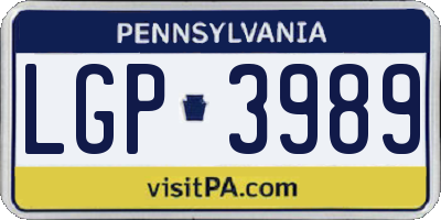 PA license plate LGP3989