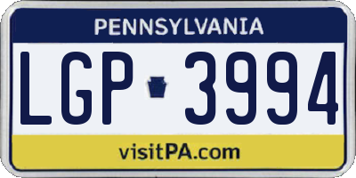 PA license plate LGP3994