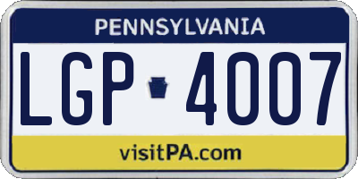 PA license plate LGP4007