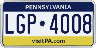 PA license plate LGP4008