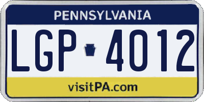 PA license plate LGP4012