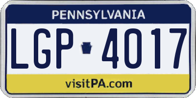 PA license plate LGP4017