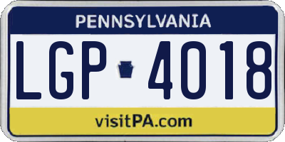 PA license plate LGP4018