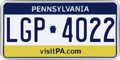 PA license plate LGP4022