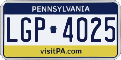 PA license plate LGP4025