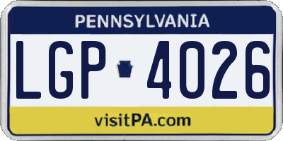 PA license plate LGP4026