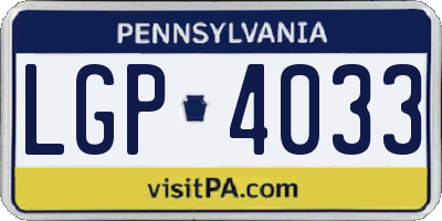 PA license plate LGP4033