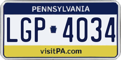 PA license plate LGP4034
