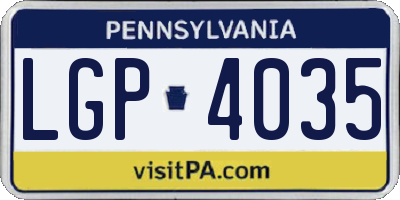 PA license plate LGP4035