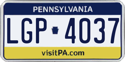PA license plate LGP4037