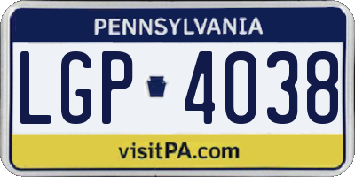 PA license plate LGP4038