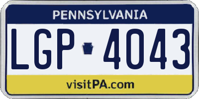PA license plate LGP4043