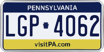 PA license plate LGP4062