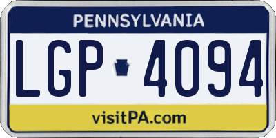 PA license plate LGP4094