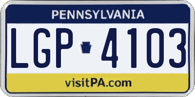 PA license plate LGP4103
