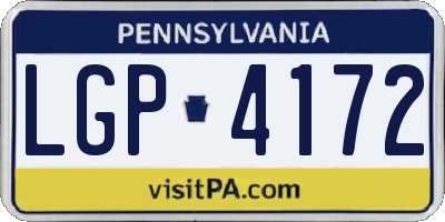 PA license plate LGP4172
