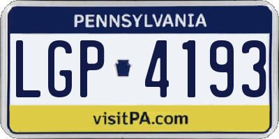 PA license plate LGP4193