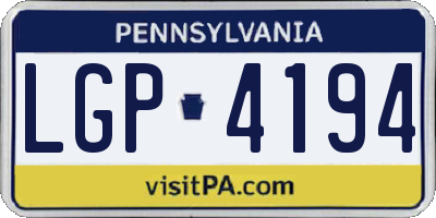 PA license plate LGP4194