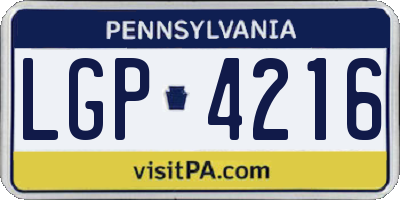 PA license plate LGP4216