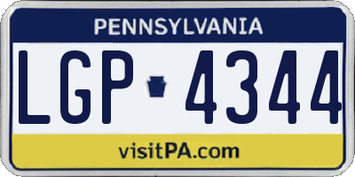 PA license plate LGP4344