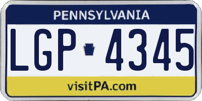 PA license plate LGP4345