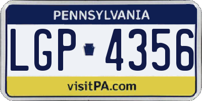 PA license plate LGP4356