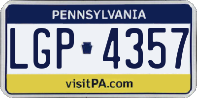 PA license plate LGP4357