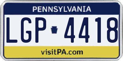 PA license plate LGP4418