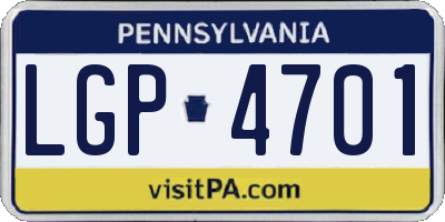 PA license plate LGP4701