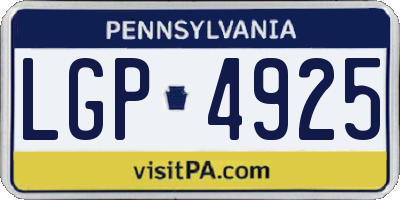 PA license plate LGP4925