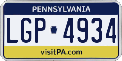 PA license plate LGP4934