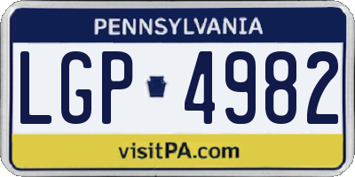 PA license plate LGP4982