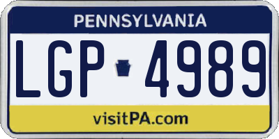 PA license plate LGP4989
