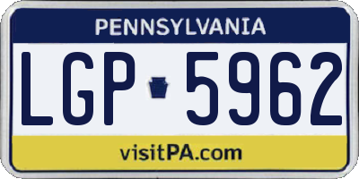 PA license plate LGP5962