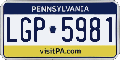 PA license plate LGP5981