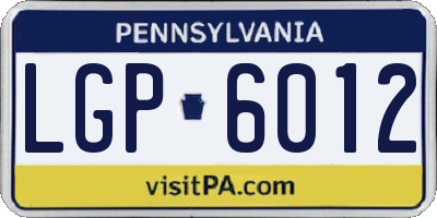 PA license plate LGP6012