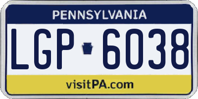 PA license plate LGP6038