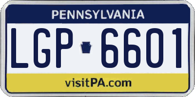 PA license plate LGP6601