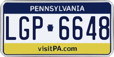 PA license plate LGP6648