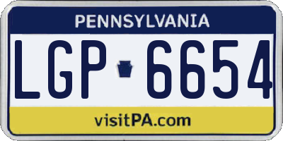 PA license plate LGP6654