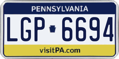 PA license plate LGP6694