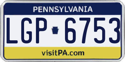 PA license plate LGP6753