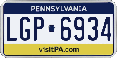 PA license plate LGP6934