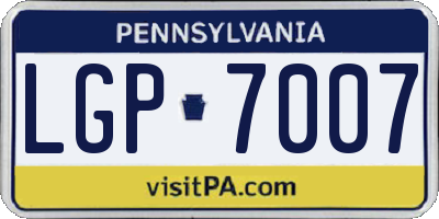 PA license plate LGP7007