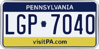 PA license plate LGP7040