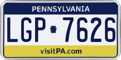 PA license plate LGP7626