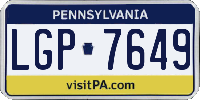 PA license plate LGP7649